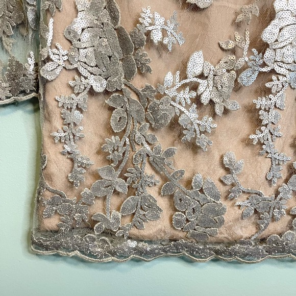 Dress The Population Women's Lace Floral Sequin Long Sleeve Formal Dress Size XS - Picture 13 of 15